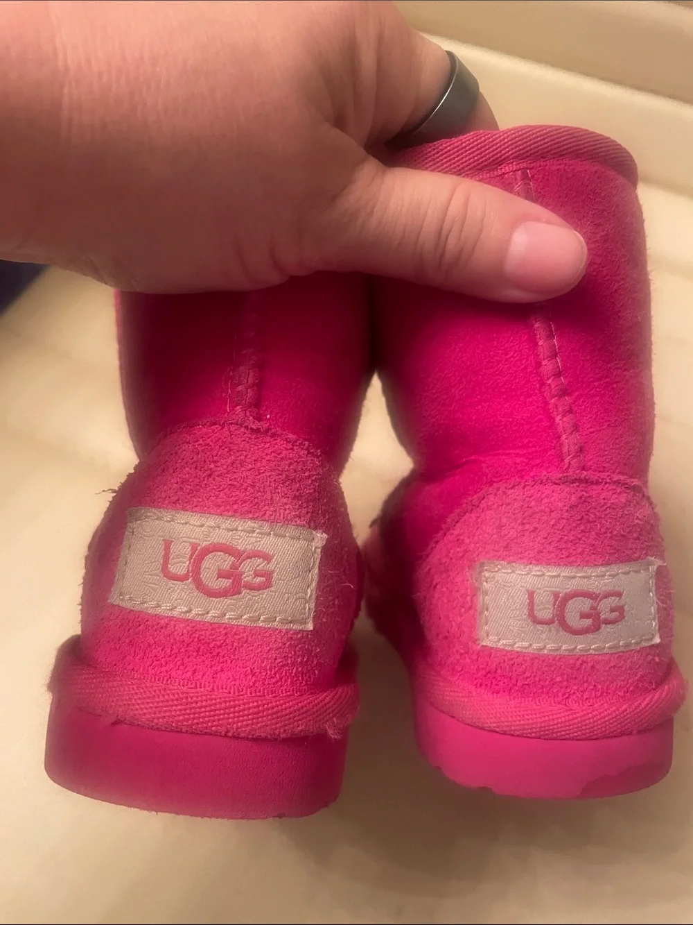 UGG Worn Suede Boots in Hot Pink